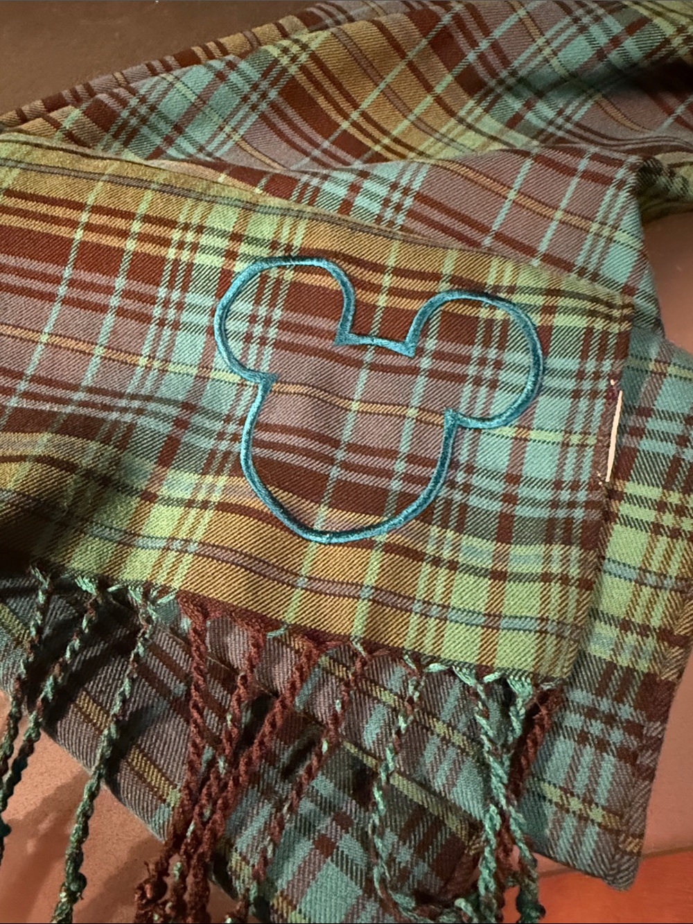 Disney Plaid Scarf - green- hard to find